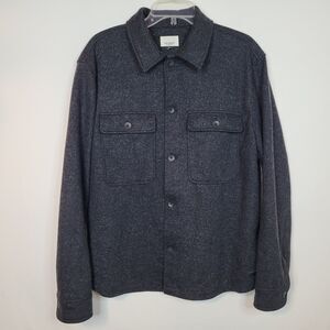 Civil Society Shirt Jacket Mens L Heather Black Patch Pockets Relaxed Button Up